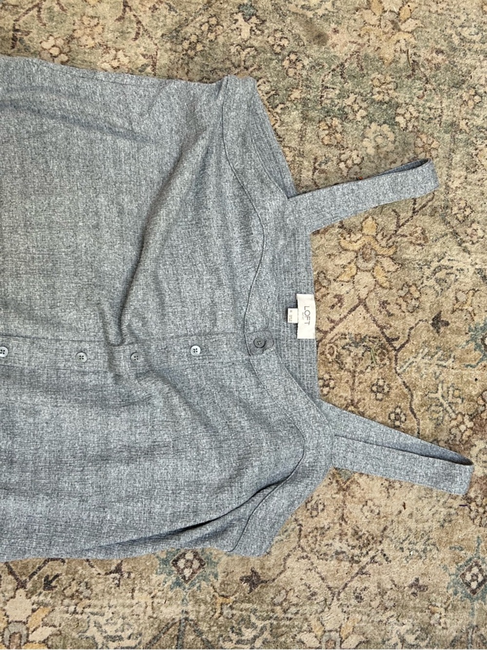 LOFT Heather Gray Button-Front Tank